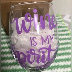 2- New-WINE GLASS***WINE IS MY SPIRIT ANIMAL
Handmade
